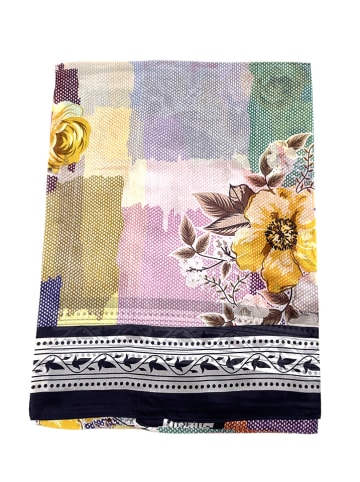 Made in Silk Jedwabna chusta w kolorze granatowym ze wzorem - 110 x 190 cm