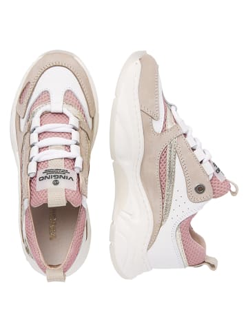 Vingino Skórzane sneakersy "Giovanna" w kolorze beżowo-jasnoróżowym