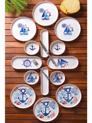 Hermia 14-delige ontbijtset wit/blauw