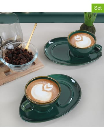 Hermia 2er-Set: Kaffeetassen in Grün - 215 ml