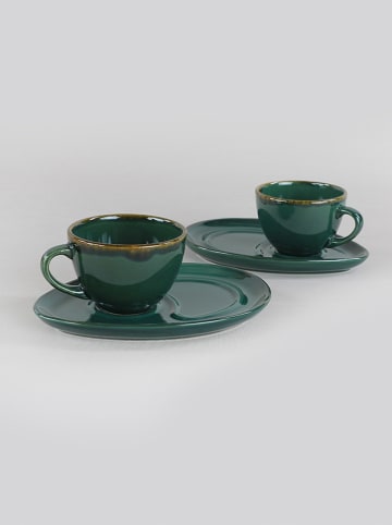 Hermia 2er-Set: Kaffeetassen in Grün - 215 ml