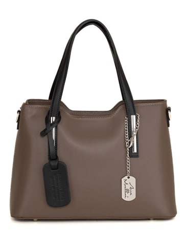 Anna Morellini Leder-Henkeltasche "Dalila" in Taupe - (B)28 x (H)22 x (T)8 cm