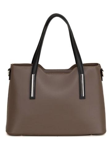 Anna Morellini Leder-Henkeltasche "Dalila" in Taupe - (B)28 x (H)22 x (T)8 cm