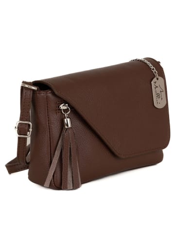 Anna Morellini Leder-Umhängetasche "Lola" in Dunkelbraun - (B)24 x (H)18 x (T)6 cm