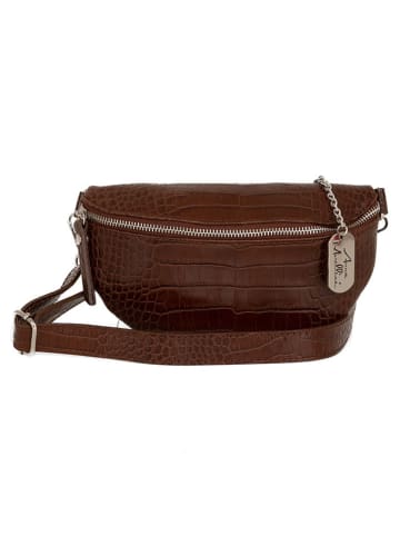 Anna Morellini Leren heuptas "Azzurra" bruin - (B)21 x (H)13 x (D)6cm