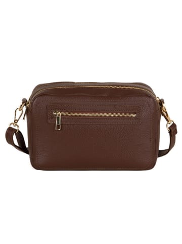 Anna Morellini Leder-Umhängetasche "Pippa" in Dunkelbraun - (B)25 x (H)16 x (T)6 cm
