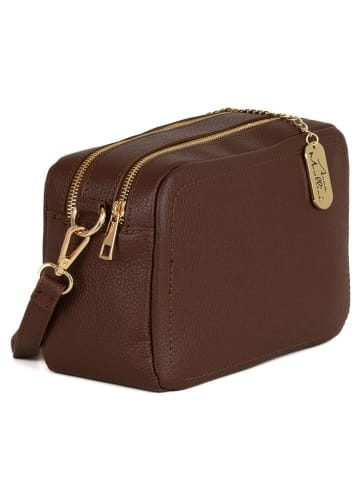 Anna Morellini Leder-Umhängetasche "Pippa" in Dunkelbraun - (B)25 x (H)16 x (T)6 cm