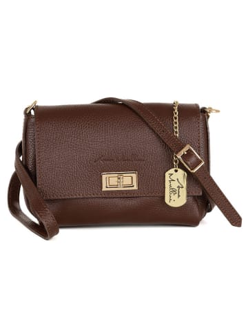 Anna Morellini Leder-Umhängetasche "Matalia" in Dunkelbraun - (B)22 x (H)17 x (T)9 cm