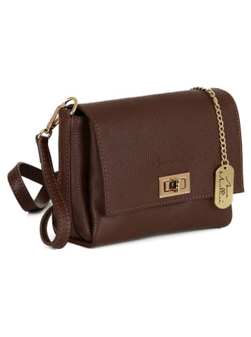Anna Morellini Leder-Umhängetasche "Matalia" in Dunkelbraun - (B)22 x (H)17 x (T)9 cm