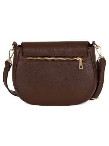 Anna Morellini Leder-Umhängetasche "Iseppa" in Dunkelbraun - (B)24 x (H)21 x (T)9 cm