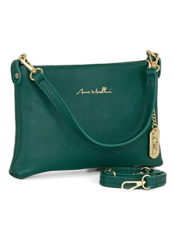 Anna Morellini Leder-Schultertasche "Sancia" in Grün - (B)25 x (H)16 x (T)4 cm