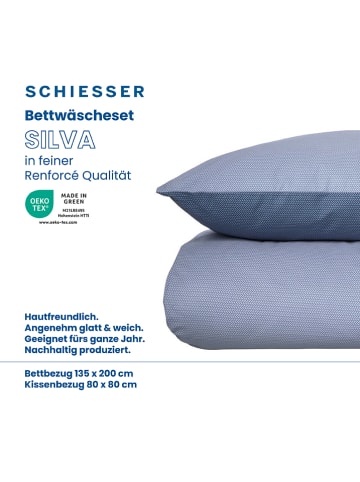 Schiesser Renforcé-Bettwäsche-Set in Blau/ Dunkelblau
