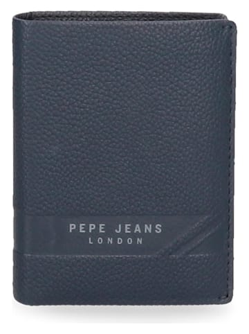 Pepe Jeans Leren portemonnee donkerblauw - (B)8,5 x (H)10,5 x (D)1 cm