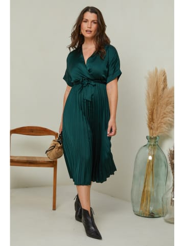 Curvy Lady Plisséjurk donkergroen