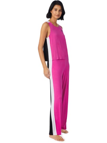 DKNY Piżama w kolorze różowo-czarnym