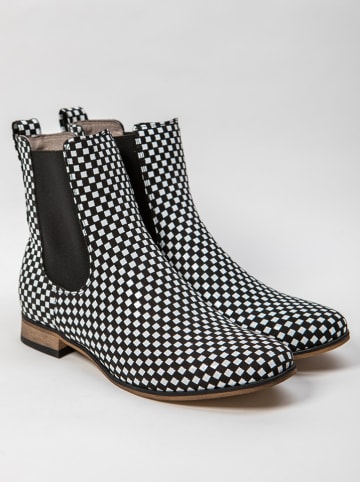 Zapato Leder-Chelsea-Boots in Schwarz/ Weiß