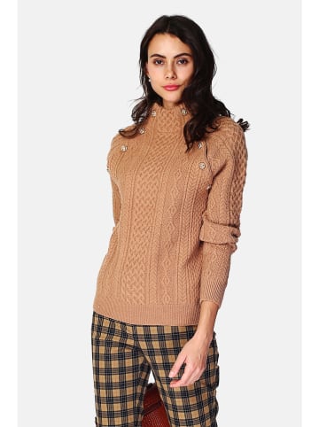 ASSUILI Kaszmirowy sweter w kolorze jasnobrązowym