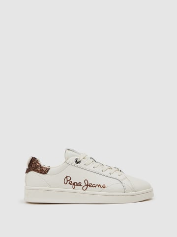 Pepe Jeans FOOTWEAR Skórzane sneakersy w kolorze białym