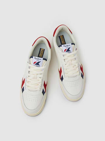 Pepe Jeans FOOTWEAR Skórzane sneakersy w kolorze biało-bordowym