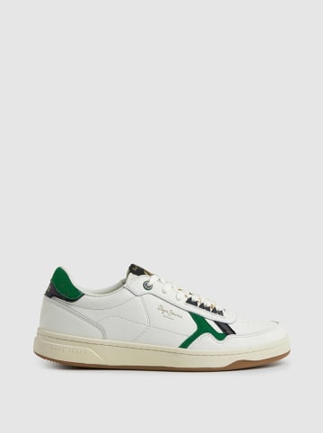 Pepe Jeans FOOTWEAR Leder-Sneakers in Weiß/ Grün