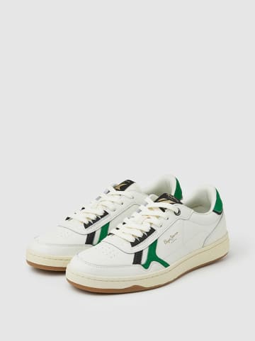 Pepe Jeans FOOTWEAR Skórzane sneakersy w kolorze biało-zielonym