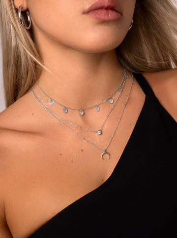 SINGULARU Silber-Halskette mit Schmuckelementen - (L)35 cm