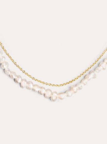 SINGULARU Vergold. Halskette mit Perlen - (L)35 cm