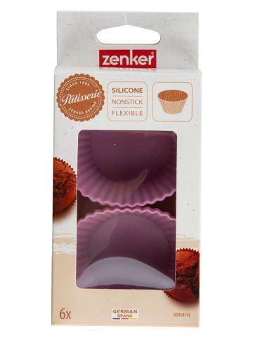 Zenker 6-delige set: siliconen muffinvormpjes roze