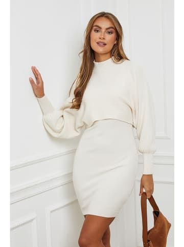 Soft Cashmere Sukienka w kolorze kremowym