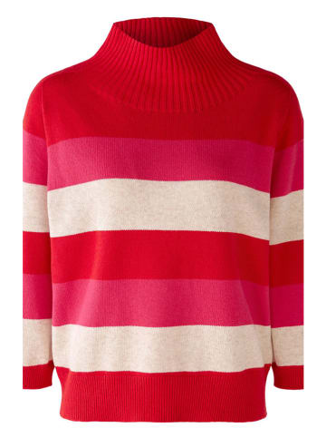 Oui Pullover in Rot/ Pink/ Creme