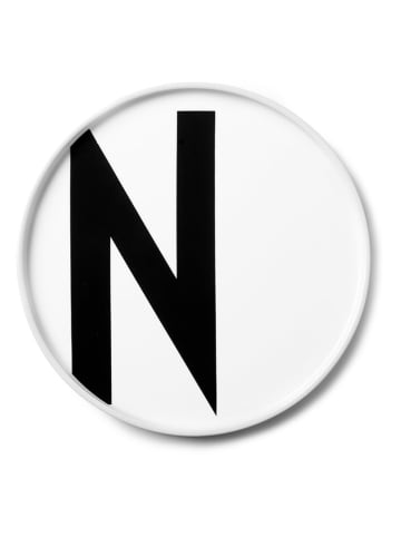 Design Letters Speiseteller "N" in Weiß/ Schwarz - Ø 21,5 cm