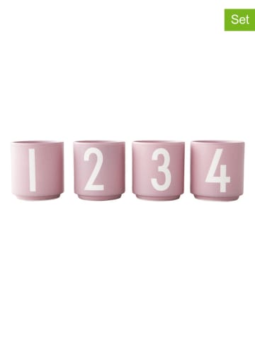 Design Letters 4-delige set: koffiekoppen lichtroze/wit - 50 ml