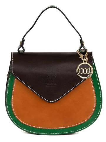 Mia Tomazzi Leder-Henkeltasche "Contarini" in Grün/ Cognac - (B)21 x (H)18 x (T)6 cm