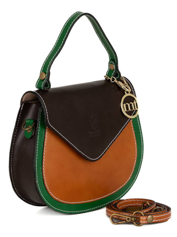 Mia Tomazzi Leder-Henkeltasche "Contarini" in Grün/ Cognac - (B)21 x (H)18 x (T)6 cm