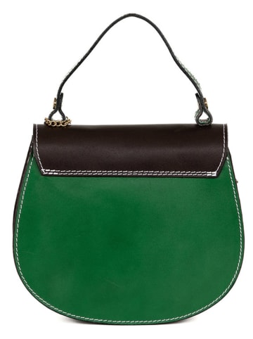 Mia Tomazzi Leren handtas "Contarini" groen/cognackleurig/zwart - (B)21 x (H)18 x (D)6 cm