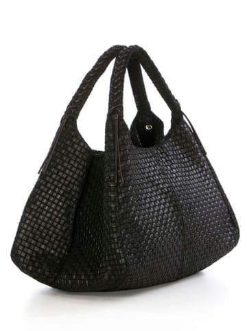 Lucca Baldi Leren shopper "Pitigliano" zwart - (B)41 x (H)34 x (D)30 cm