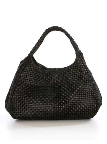 Lucca Baldi Leren shopper "Pitigliano" zwart - (B)41 x (H)34 x (D)30 cm