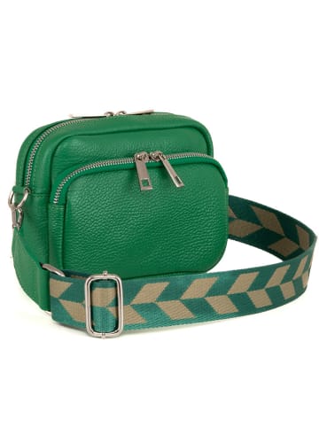 Lucca Baldi Leren schoudertas "Feltre" groen - (B)19 x (H)15 x (D)7 cm