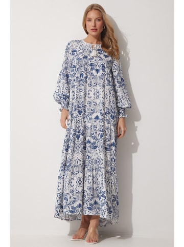 Happiness Istanbul Kleid in Blau/ Weiß