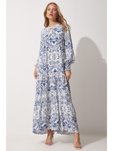 Happiness Istanbul Kleid in Blau/ Weiß