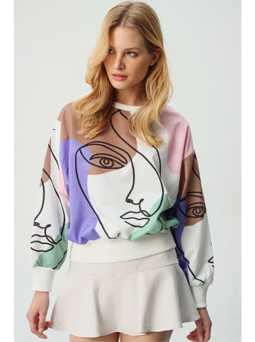 Trend Alacati Bluza w kolorze kremowo-fioletowo-karmelowym