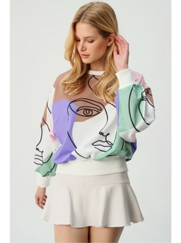 Trend Alacati Sweatshirt in Weiß/ Bunt