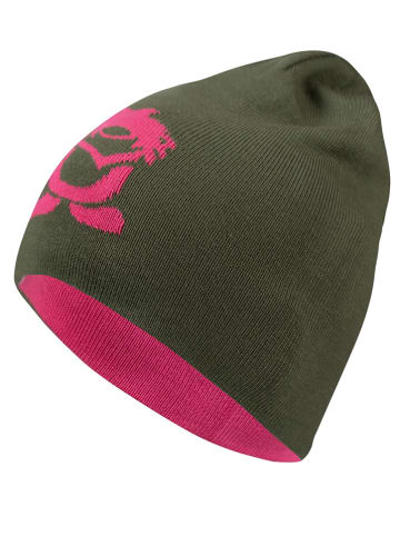 Trollkids Dwustronna czapka beanie "Troll" w kolorze oliwkowo-różowym