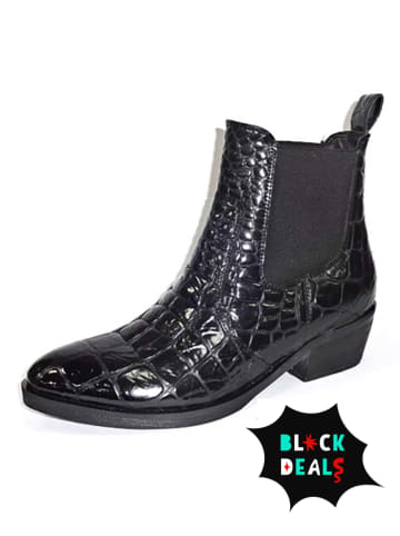 Lazamani Leder-Chelsea-Boots in Schwarz