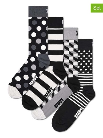 Happy Socks 4-delige geschenkset zwart/wit