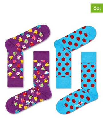 Happy Socks 2-delige set: sokken paars/lichtblauw