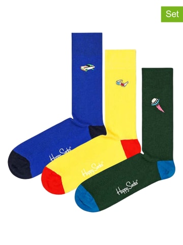 Happy Socks Skarpety (3 pary) w kolorze niebiesko-żółto-zielonym