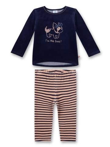 Sanetta Pyjama donkerblauw/lichtbruin
