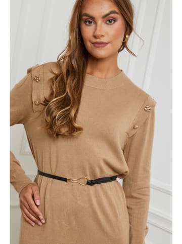 Soft Cashmere Sukienka dzianinowa w kolorze jasnobrązowym