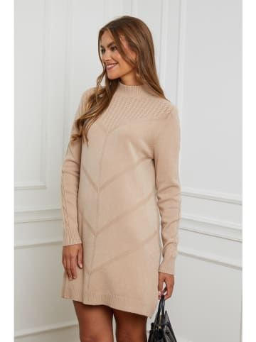 Soft Cashmere Sukienka dzianinowa w kolorze beżowym